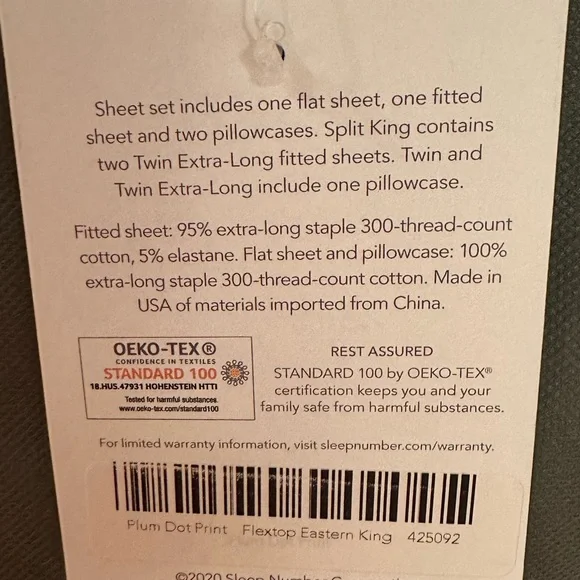 Sleep Number White with Plum Dot Sheet Set - Picture 3 of 5